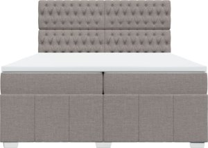 vidaXL vidaXL Łóżko kontynentalne z materacem, taupe, tkanina, 200x200 cm 4