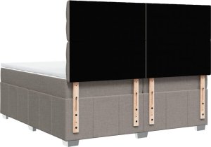 vidaXL vidaXL Łóżko kontynentalne z materacem, taupe, tkanina, 200x200 cm 6