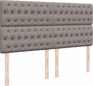vidaXL vidaXL Łóżko kontynentalne z materacem, taupe, tkanina, 200x200 cm 7