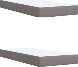 vidaXL vidaXL Łóżko kontynentalne z materacem, taupe, tkanina, 200x200 cm 10