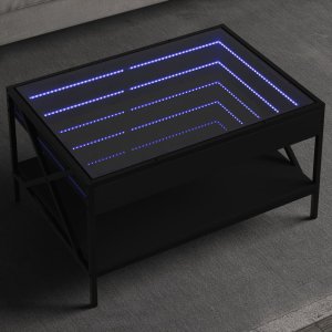 vidaXL vidaXL Stolik kawowy z LED Infinity, czarny, 70x50x38 cm 1