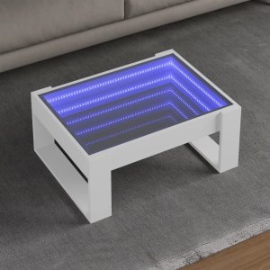 vidaXL vidaXL Stolik kawowy z LED Infinity, biały, 70x53x30 cm 1