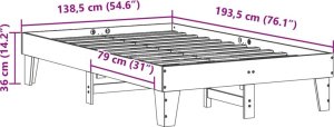 vidaXL vidaXL Rama łóżka bez materaca, woskowy brąz, 135x190 cm, lita sosna 9