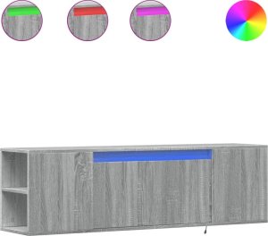 vidaXL vidaXL Ścienna szafka TV z LED, szary dąb sonoma, 135x31x39,5 cm 2