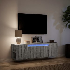 vidaXL vidaXL Ścienna szafka TV z LED, szary dąb sonoma, 135x31x39,5 cm 5