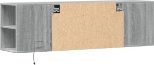 vidaXL vidaXL Ścienna szafka TV z LED, szary dąb sonoma, 135x31x39,5 cm 8