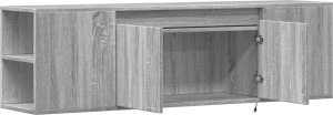 vidaXL vidaXL Ścienna szafka TV z LED, szary dąb sonoma, 135x31x39,5 cm 9