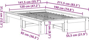 vidaXL vidaXL Rama łóżka bez materaca, biała, 120x190 cm, lite drewno sosnowe 8