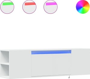 vidaXL vidaXL Ścienna szafka TV z LED, biała, 135x31x39,5 cm 2