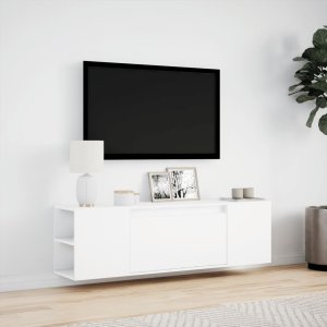 vidaXL vidaXL Ścienna szafka TV z LED, biała, 135x31x39,5 cm 4