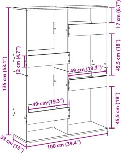 vidaXL vidaXL Regał/przegroda, czarny, 100x33x135 cm, materiał drewnopochodny 9