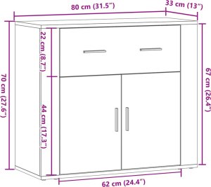 vidaXL Szafka, stare drewno, 80x33x70 cm 9