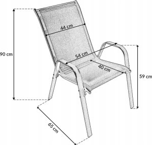 kontrast Zestaw mebli ogrodowych BERGAMO 60x60 cm stolik i krzesła 2os. czarny 5