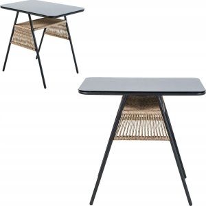 kontrast Zestaw mebli ogrodowych 3 części taras balkon technorattan ROMA 2os. czarny 5