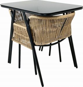 kontrast Zestaw mebli ogrodowych 3 części taras balkon technorattan ROMA 2os. czarny 7