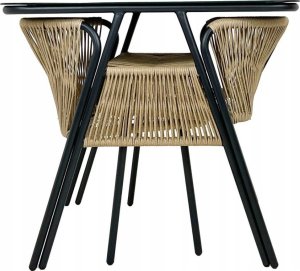 kontrast Zestaw mebli ogrodowych 3 części taras balkon technorattan ROMA 2os. czarny 8