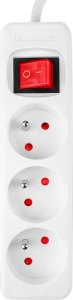 Neo Przedłużacz listwowy 3m, 3x1.5mm2, 3G, biały, ON/OFF 3