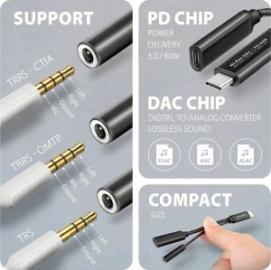 Adapter USB Axagon ADA-HCPD USB-C - USB-C + Jack 3.5mm Czarny  (ADA-HCPD) 3