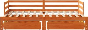 vidaXL vidaXL Łóżko dzienne rozsuwane, z szufladami, woskowy brąz, 90x190 cm 4
