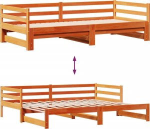 vidaXL vidaXL Łóżko dzienne rozsuwane, z szufladami, woskowy brąz, 90x190 cm 5