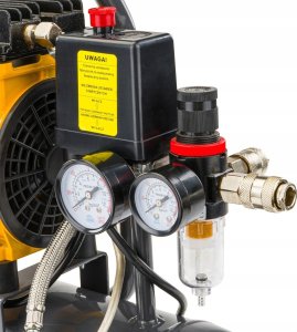 Sprężarka Powermat KOMPRESOR BEZOLEJOWY 6L SPRĘŻARKA 8 BAR 150l/min 230V SEPARATOR CICHY 59dB 10