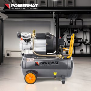 Sprężarka Powermat KOMPRESOR OLEJOWY 50L SPRĘŻARKA 8 BAR 392 l/min 230V TŁOKOWY MOBILNY PM-KO-50T-V2 12