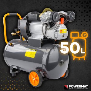 Sprężarka Powermat KOMPRESOR OLEJOWY 50L SPRĘŻARKA 8 BAR 392 l/min 230V TŁOKOWY MOBILNY PM-KO-50T-V2 8