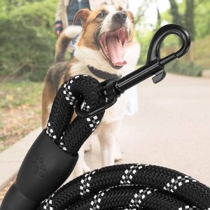 Springos Smycz sznurowa, treningowa dla psa do 50kg z rączką, dł. 3 m czarno- biała UNIWERSALNY 12