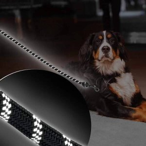 Springos Smycz sznurowa, treningowa dla psa do 50kg z rączką, dł. 3 m czarno- biała UNIWERSALNY 14