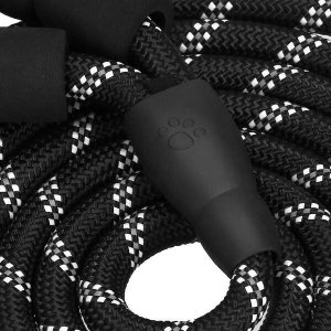 Springos Smycz sznurowa, treningowa dla psa do 50kg z rączką, dł. 3 m czarno- biała UNIWERSALNY 6