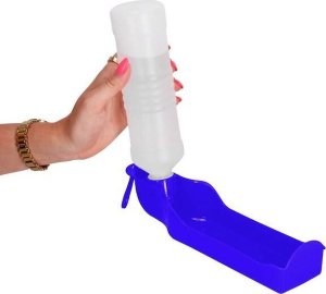 Springos Butelka na wodę dla psa, kota z poidełkiem, turystyczna 250 ml bidon ciemnoniebieski UNIWERSALNY 3