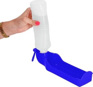 Springos Butelka na wodę dla psa, kota z poidełkiem, turystyczna 250 ml bidon ciemnoniebieski UNIWERSALNY 4