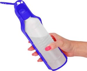 Springos Butelka na wodę dla psa, kota z poidełkiem, turystyczna 250 ml bidon ciemnoniebieski UNIWERSALNY 5