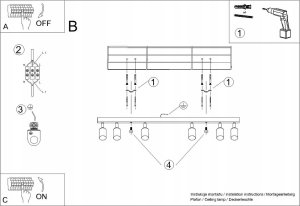 Lampa sufitowa Sollux Lighting SOLLUX Plafon WINX 6L czarny/miedź 6 x GU10 SL.1380 9