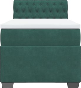 vidaXL vidaXL Łóżko kontynentalne z materacem, zielone, aksamit, 80x200 cm 6