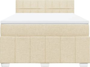 vidaXL vidaXL Łóżko kontynentalne z materacem, kremowe, tkanina, 140x190 cm 6