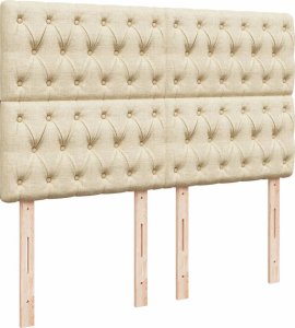 vidaXL Łóżko kontynentalne z materacem, kremowe, tkanina, 140x190 cm 7