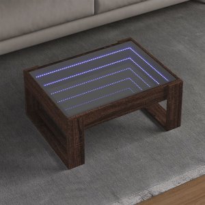 vidaXL vidaXL Stolik kawowy z LED Infinity, brązowy dąb, 70x53x30 cm 1