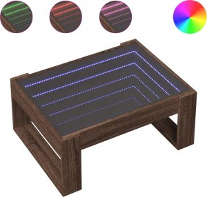 vidaXL Stolik kawowy z LED Infinity, brązowy dąb, 70x53x30 cm 2