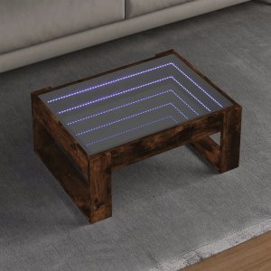 vidaXL vidaXL Stolik kawowy z LED Infinity, przydymiony dąb, 70x53x30 cm 1