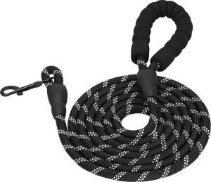 Springos Smycz sznurowa, treningowa dla psa do 50kg z rączką, dł. 5 m czarno- biała UNIWERSALNY 2