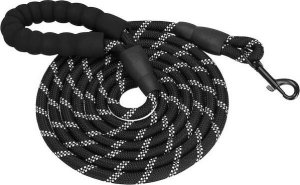 Springos Smycz sznurowa, treningowa dla psa do 50kg z rączką, dł. 5 m czarno- biała UNIWERSALNY 4
