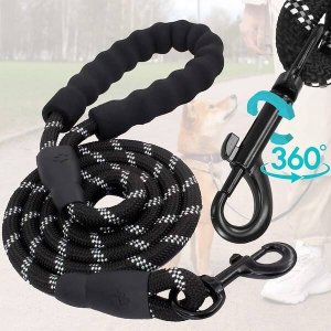 Springos Smycz sznurowa, treningowa dla psa do 50kg z rączką, dł. 5 m czarno- biała UNIWERSALNY 8