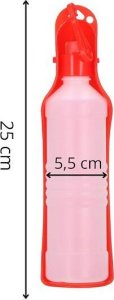 Springos Butelka na wodę dla psa, kota z poidełkiem, turystyczna 500 ml bidon czerwony UNIWERSALNY 11