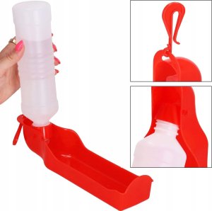 Springos Butelka na wodę dla psa, kota z poidełkiem, turystyczna 500 ml bidon czerwony UNIWERSALNY 14