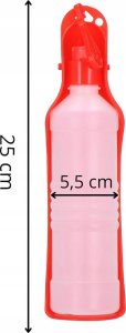 Springos Butelka na wodę dla psa, kota z poidełkiem, turystyczna 500 ml bidon czerwony UNIWERSALNY 15