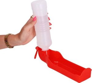 Springos Butelka na wodę dla psa, kota z poidełkiem, turystyczna 500 ml bidon czerwony UNIWERSALNY 3