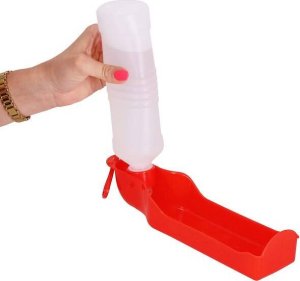 Springos Butelka na wodę dla psa, kota z poidełkiem, turystyczna 500 ml bidon czerwony UNIWERSALNY 4