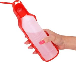 Springos Butelka na wodę dla psa, kota z poidełkiem, turystyczna 500 ml bidon czerwony UNIWERSALNY 5