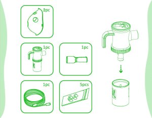 Omnibus Zestaw akcesoriów do inhalacji, nebulizacji ZZ-04 - duży nebulizator 12ml, maski, ustnik 6